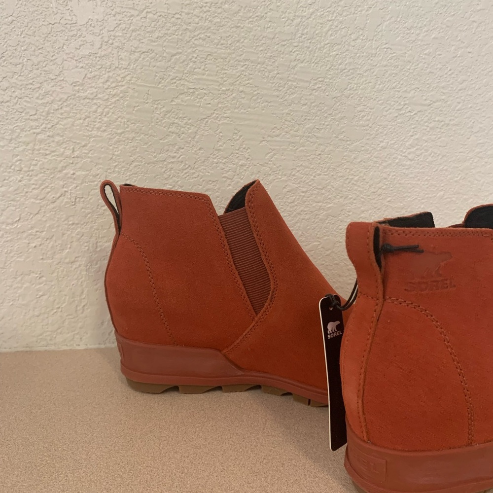 Sorel Orange Ankle Booties with Suede Texture - Picture 4 of 13